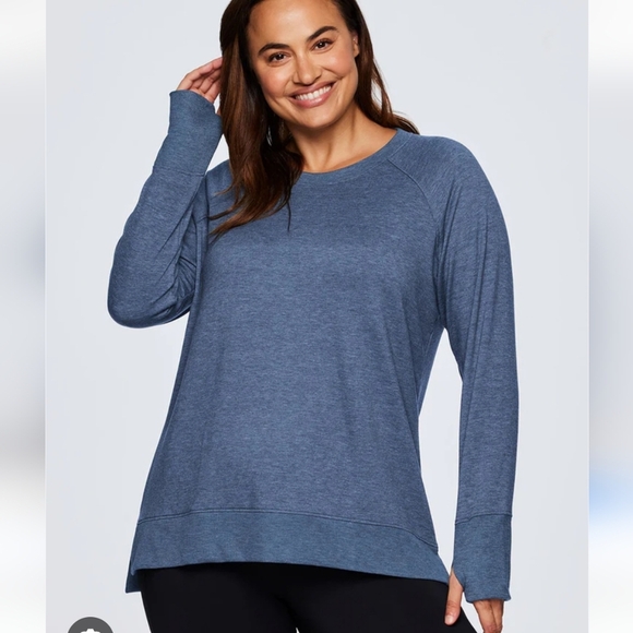 RBX Tops - RBX Active Plus Everyday Lightweight Sweatshirt Blue Size 2X